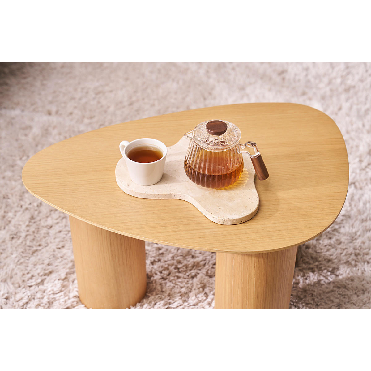 BEISTELLTISCH Helles Holz 2er-Set FOLEEN - Eiche Bianco, Holz (69/47.5/37.5cm) - Miliboo