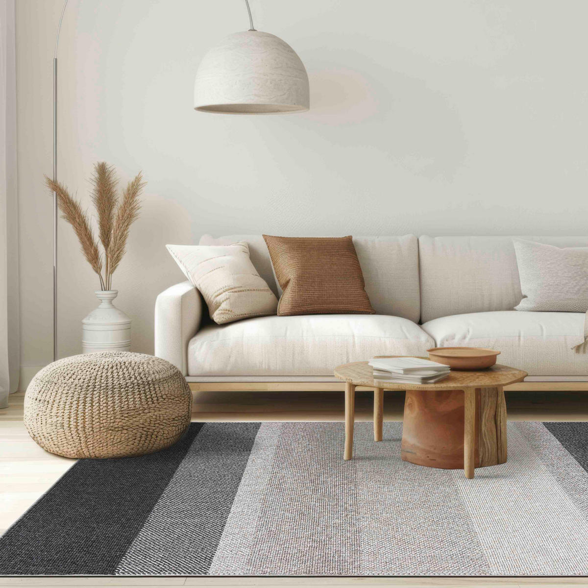 TEPPICH Lora PE13A Mazovia 80x150cm Anthrazit Grau Gestreift Kurzflor - Anthrazit, Textil (80/150cm) - Mazovia