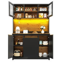 BUFFET 120/40/180 cm schwarz aus MDF mit LED - Schwarz, Holzwerkstoff (120/180/40cm) - OKWISH