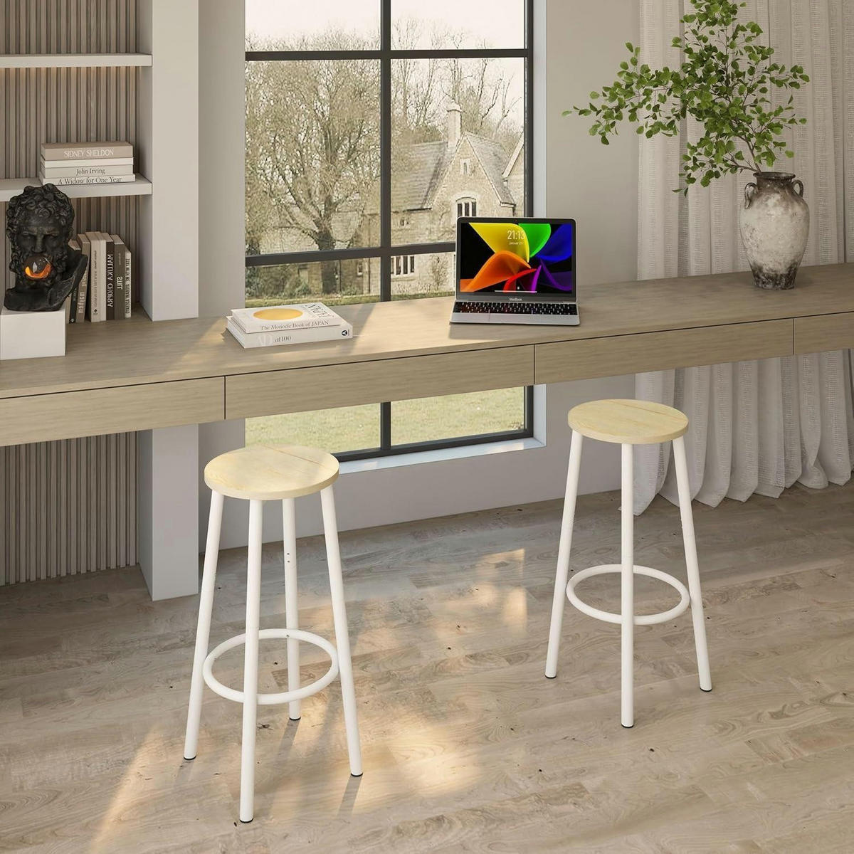 BARHOCKER 2er Set Naturfarbe 64 cm - Multicolor, Holzwerkstoff (30/64/30cm)