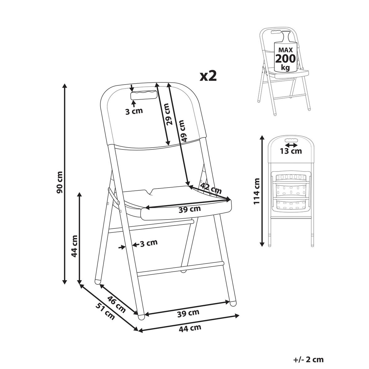GARTENSTUHL 2er-Set Weiß Cugnoli - Silberfarben/Weiß, Kunststoff (44/90/51cm) - Beliani