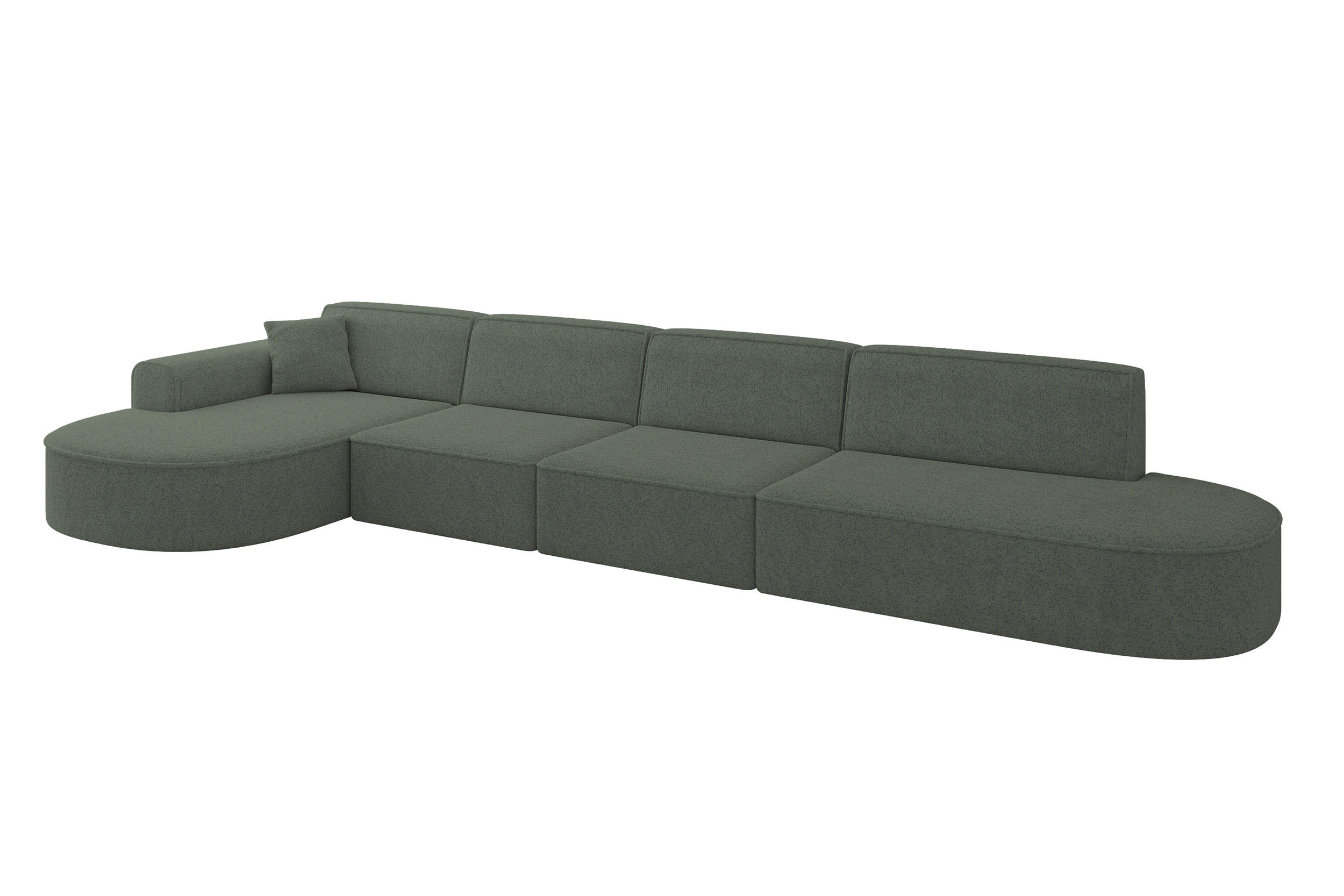 ALTDECOR ROHOVÁ SEDACÍ SOUPRAVA s otomanem vlevo MARI-L3 – 413 x 171 x 79 cm, zelená látka