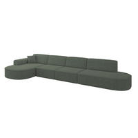 ECKSOFA Ottomane Links MARI-L3 - 413x171x79 cm Grün Tissu - Schwarz/Grün, Holzwerkstoff/Kunststoff (413/171cm) - ALTDECOR