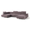 WOHNLANDSCHAFT RUBANO L-S Lila Velours-Stoff mit Schlaffunktion - Lila, Holz (339/89/190cm) - MASSENO