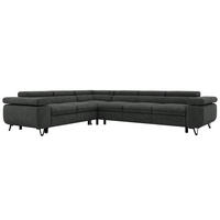 ECKSOFA NORDEN L - Dunkelgrau Stukture - Rechts Seite - Dunkelgrau/Schwarz, Textil/Metall (329/269cm) - MKS