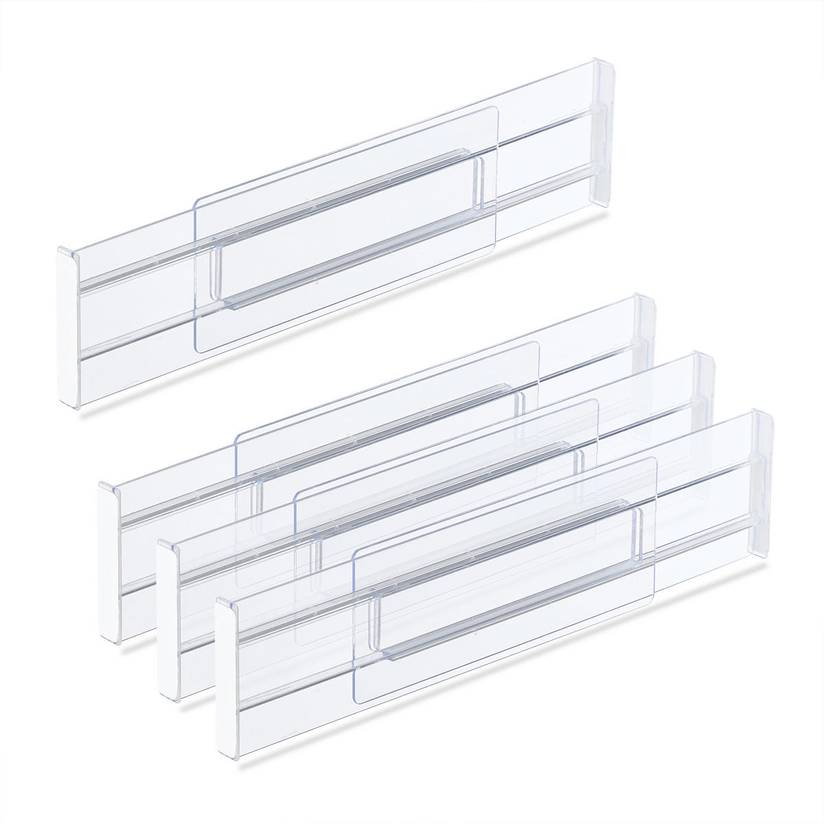 4XSCHUBLADENTRENNER - Transparent, Kunststoff (52.5/8/1.5cm) - Relaxdays
