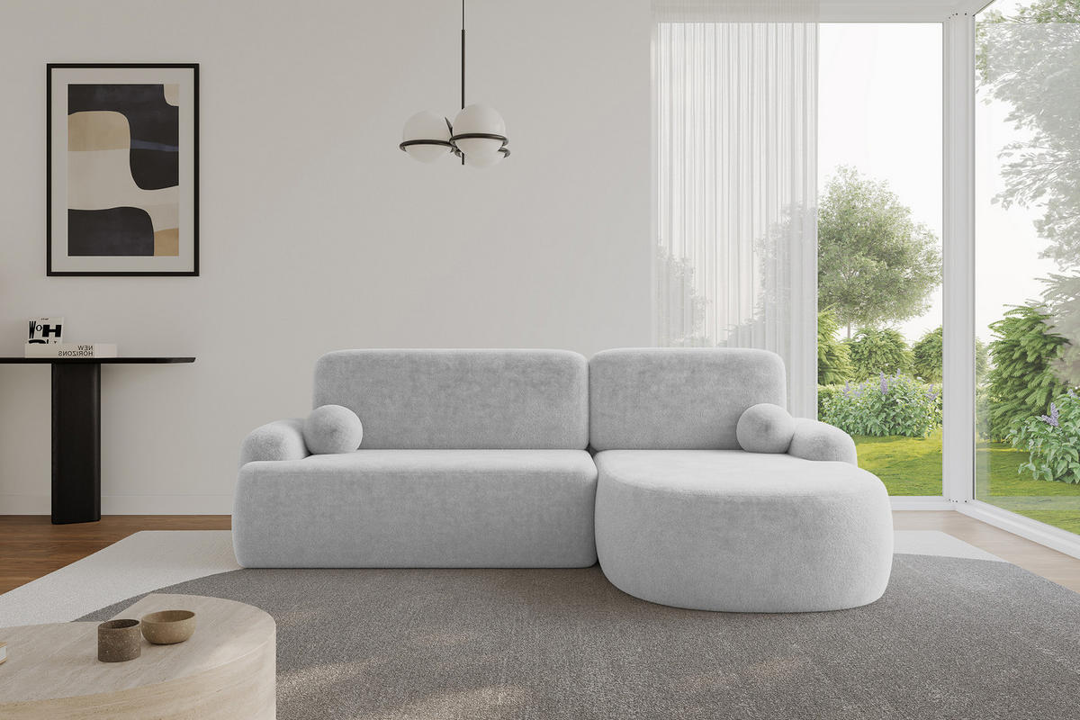 ECKSOFA mit Schlaffunktion und Bettkasten LIRA-L - 264x172x89 Grau - Grau, Holzwerkstoff/Textil (172/264cm) - ALTDECOR