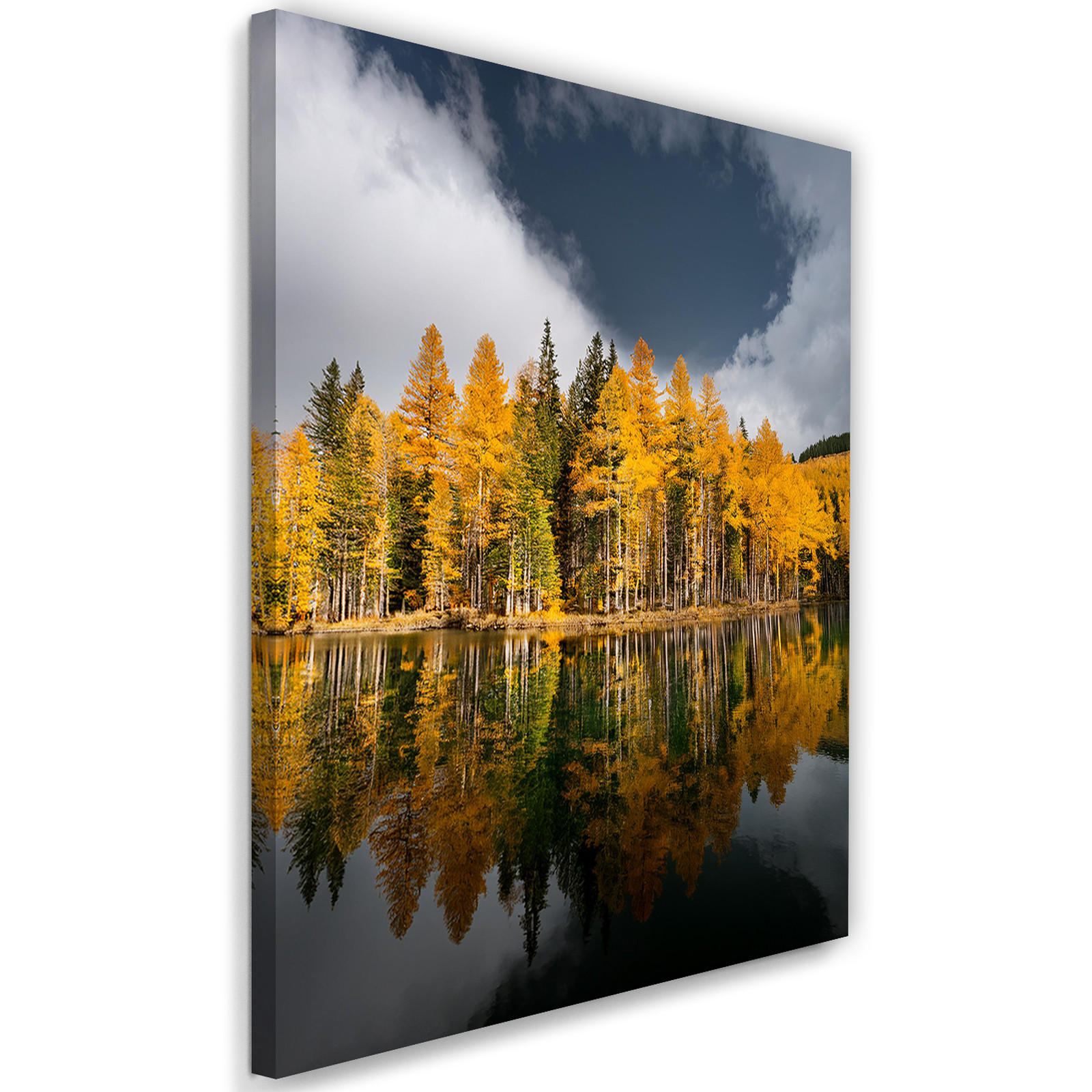 WANDBILD goldene waldbäume landschaft - Gelb, Textil (40/60cm) - Feeby