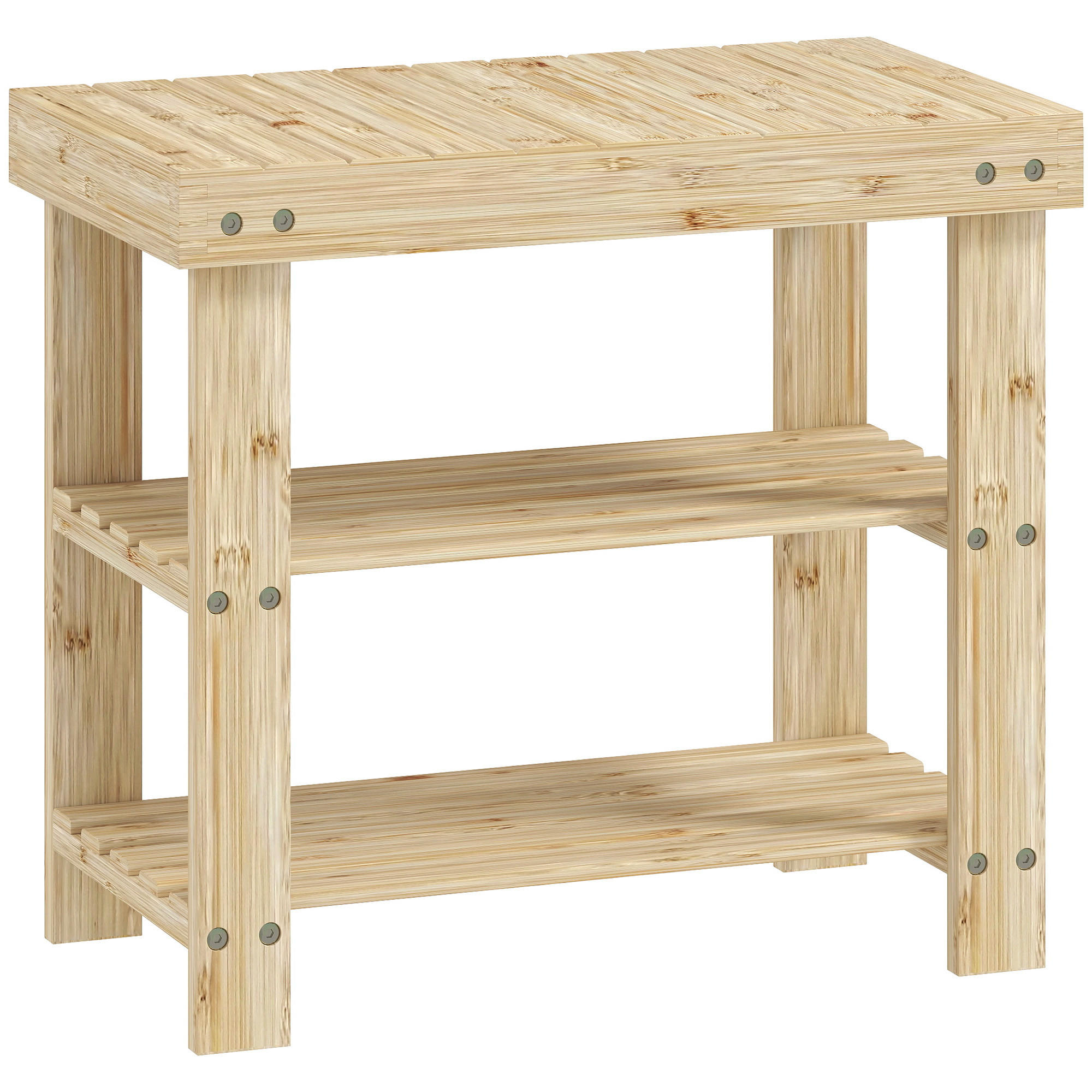 SKOBÄNK i naturligt bambu Naturfärgad 45/28/50 cm