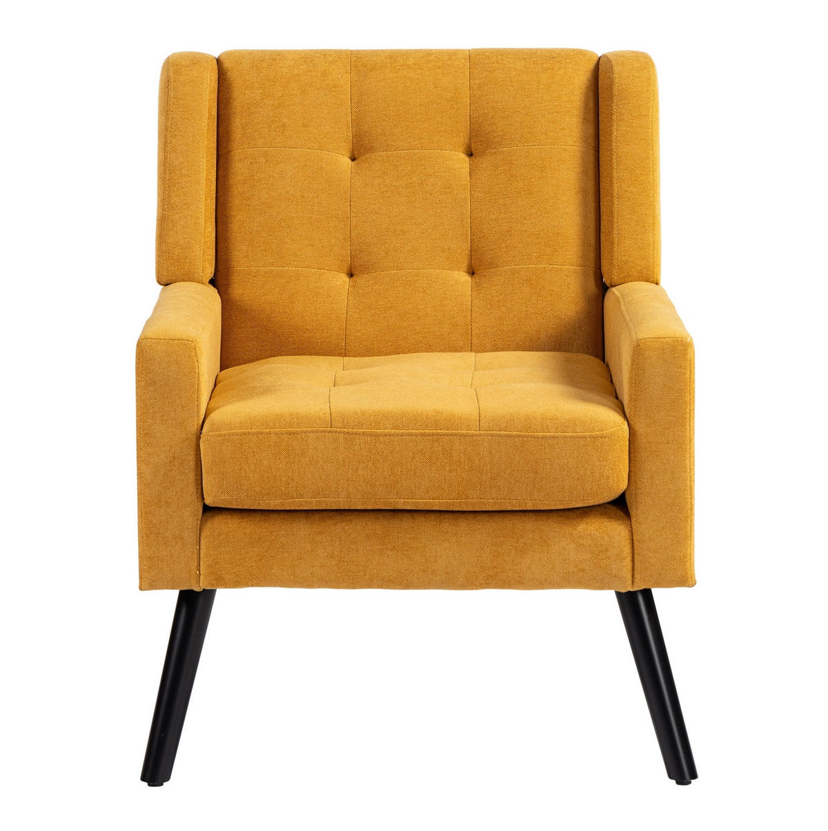 POLSTERSESSEL in Gelb mit Tufting und Massivholzbeinen – bis 130 kg belastbar - Gelb, Textil (76/88/68cm) - BEAOK