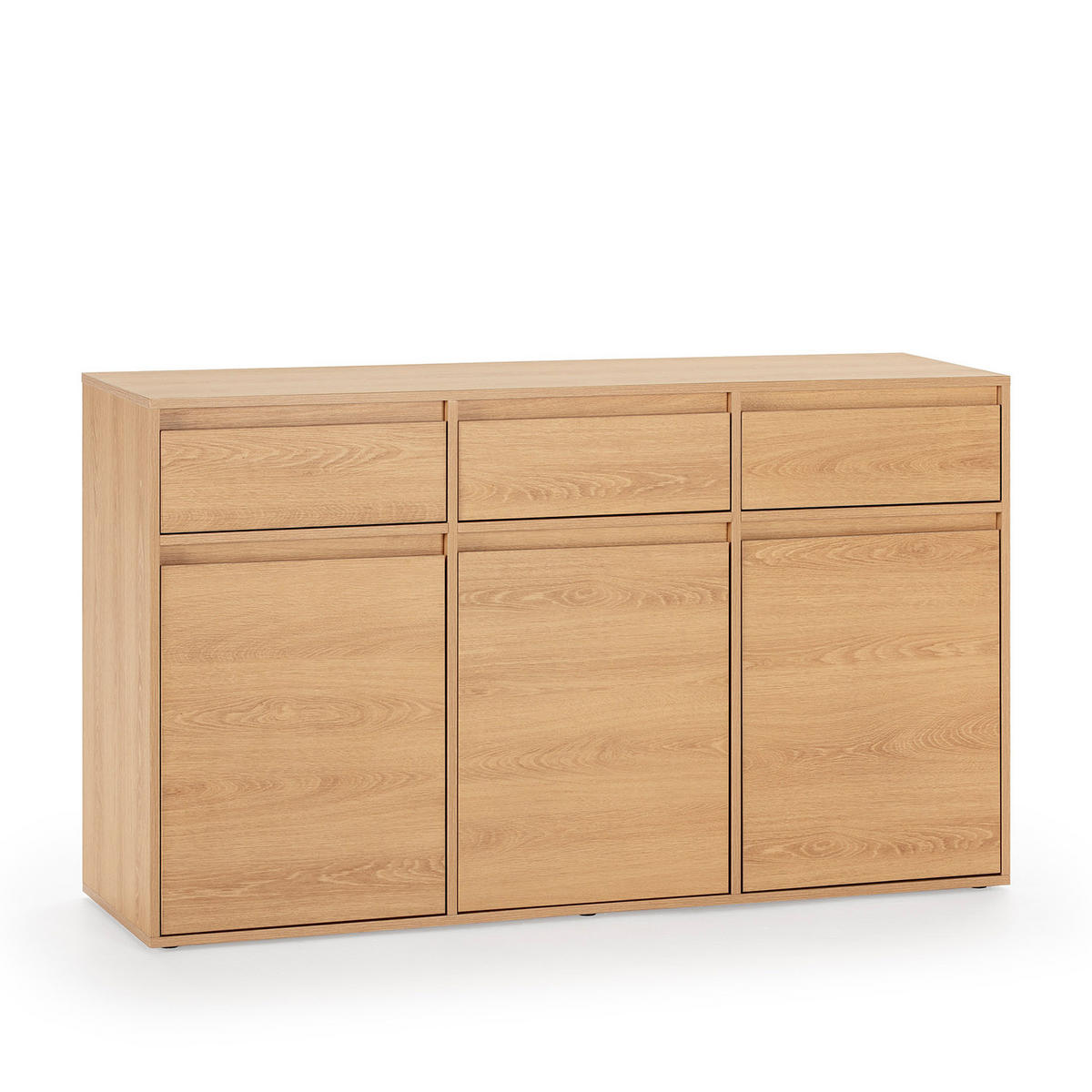SIDEBOARD Tori 3 Türen 3 Schubladen, Eichenfarbe - Honigeiche, Holzwerkstoff (140/81/40cm)