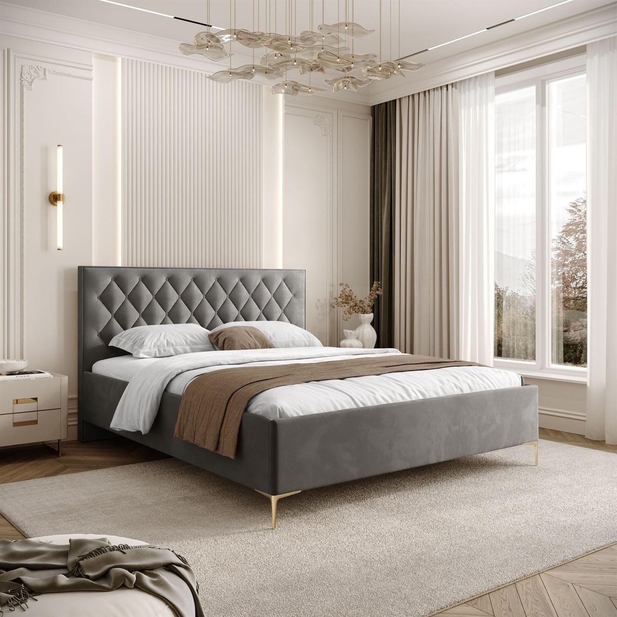 POLSTERBETT INEZ mit Bettkasten 160x200 cm Royal Velvet 250 - Grau, Textil (160/200cm) - Lookway