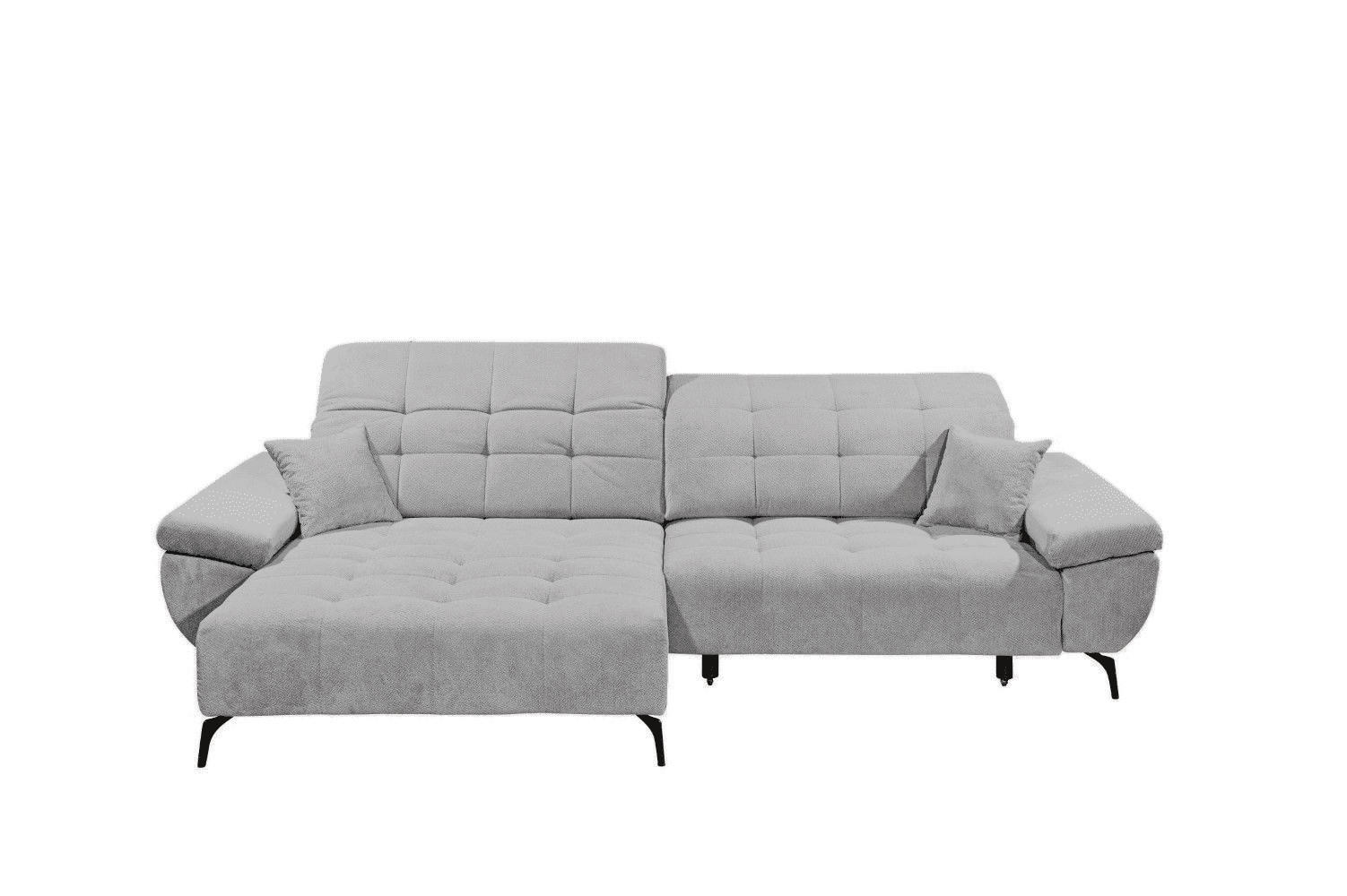 ECKSCHLAFSOFA mit Schlaffunktion & elektrischer Sitztiefenverstellung - Hellgrau/Schwarz, Holz/Holzwerkstoff (297/170cm) - ed exciting design