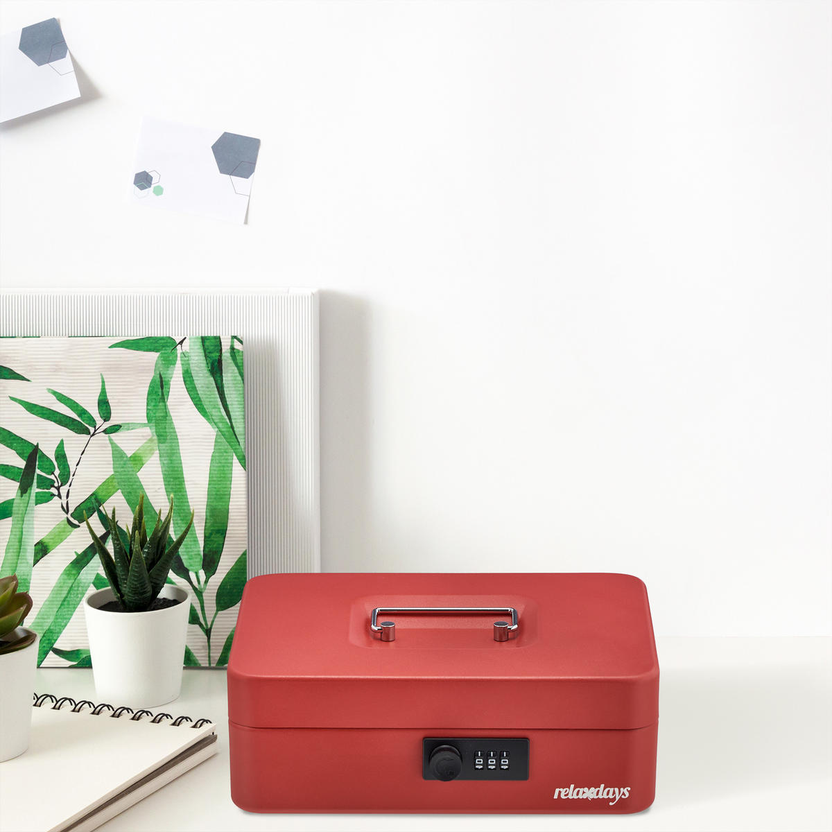 POKLADŇA - červená, kov/plast (25/8.5/19cm) - Relaxdays