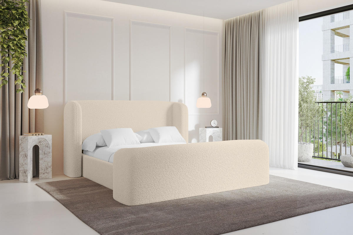 POLSTERBETT mit Bettkasten, Fußteil und Lattenrost, Boxbett ohne Matratze - ESTI-Z 160x200 Dunkelbeige - Cappuccino, Holzwerkstoff/Textil (160/200cm) - ALTDECOR