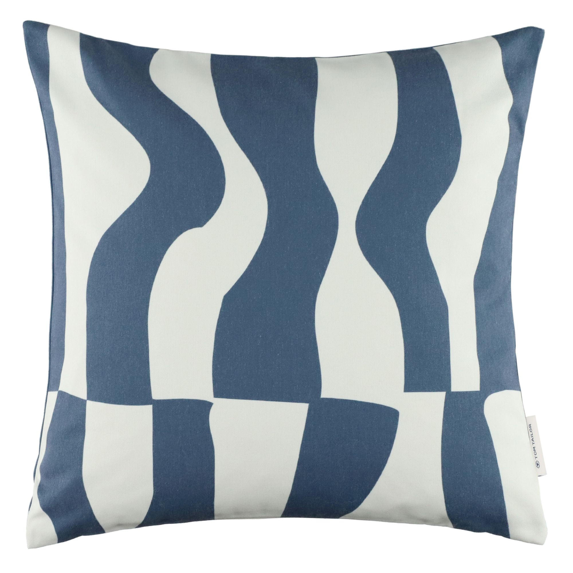 KISSENHÜLLE MODERN WAVES - Dunkelblau, Textil (45/45cm) - Tom Tailor