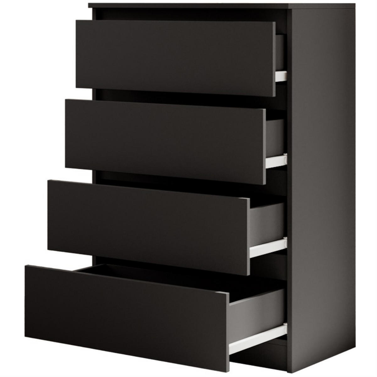 KOMMODE Lemon 70 cm mit vier Schubladen schwarz matt - Schwarz, Holzwerkstoff (70/102/39cm) - Beautysofa