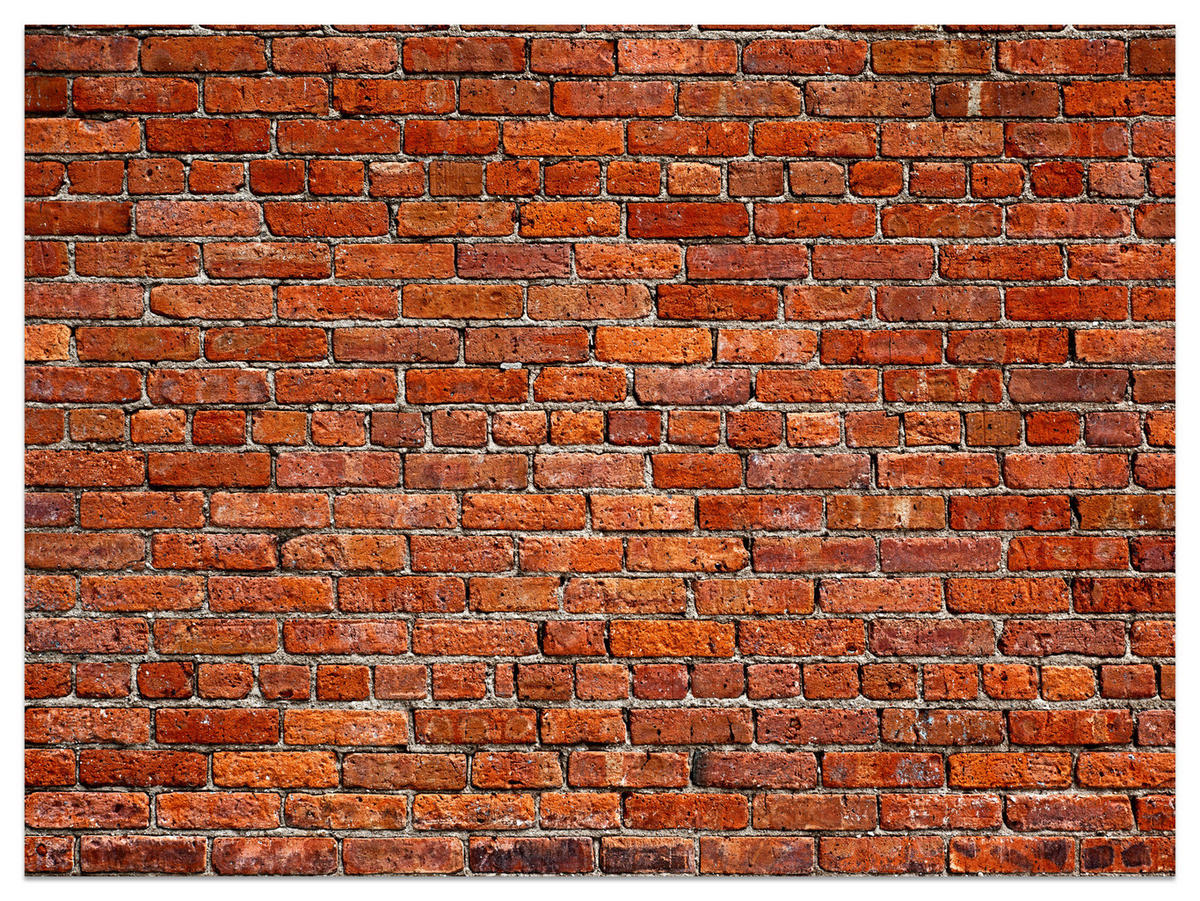 FOTOTAPETE für Wohnzimmer Backstein Ziegel 3D 450x315 - Rot/Orange, Papier (450/315cm) - Muralo