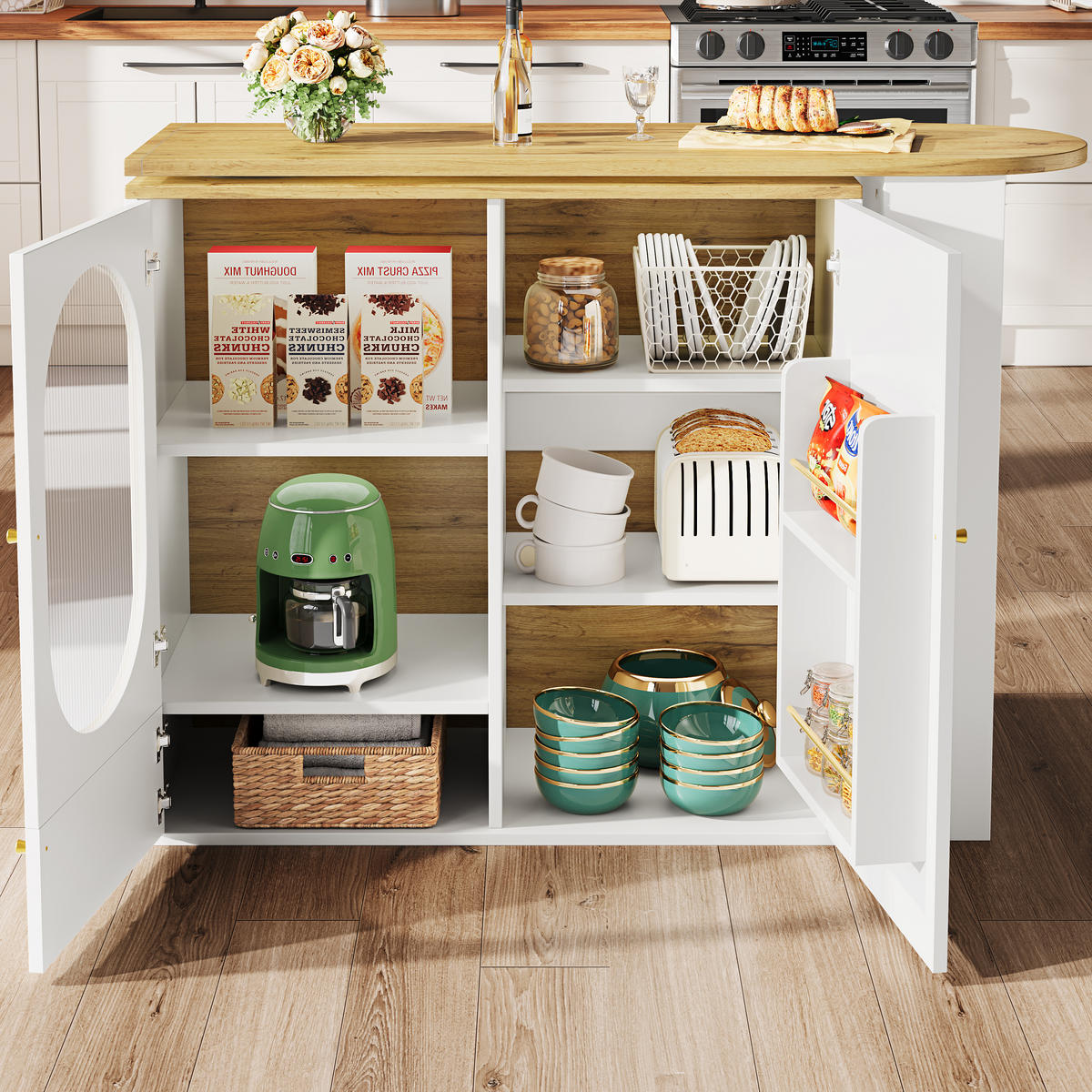 BARTISCH 138/39/105 cm Weiß drehbar mit Stauraum aus MDF Metall - Weiß, Holzwerkstoff (204/39/105cm) - OKWISH