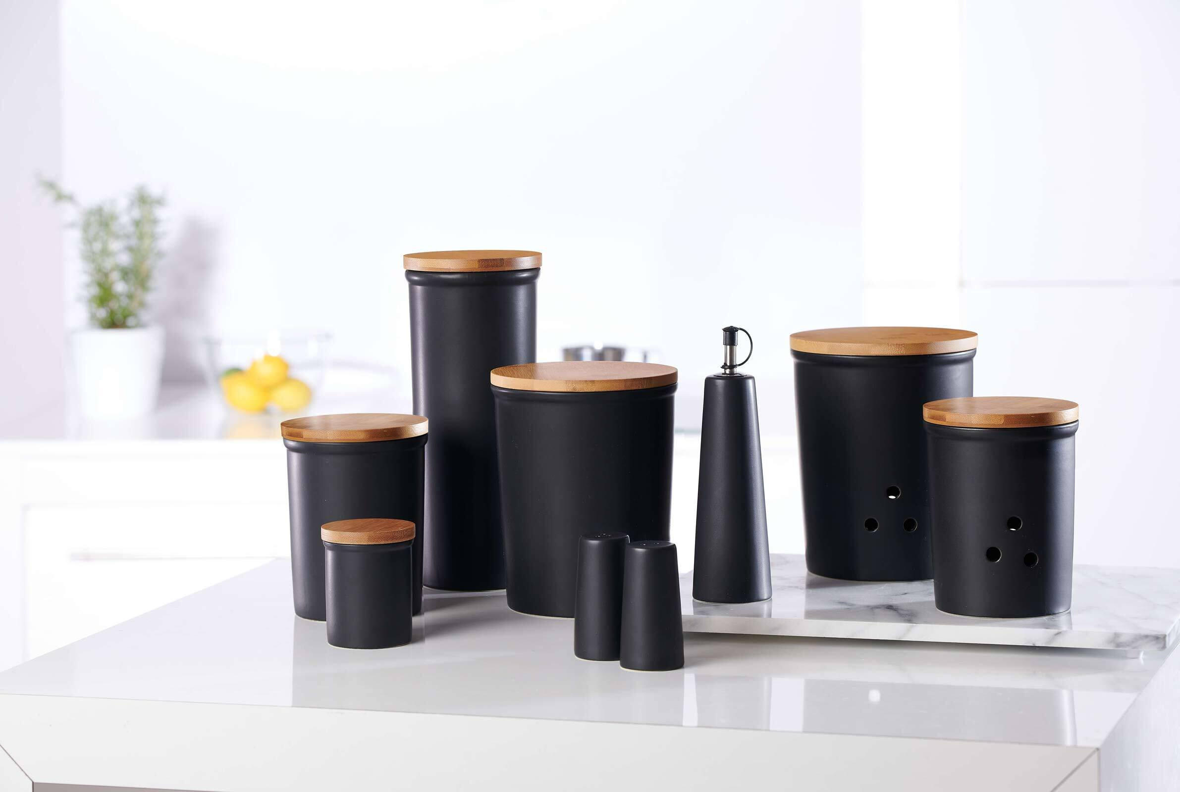 VORRATSDOSEN Jasper schwarz-braun 1,6 l 6er Set - Schwarz/Braun, Keramik (11/27/11cm) - Ritzenhoff Breker