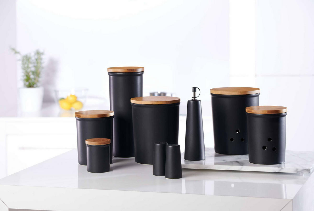 VORRATSDOSEN Jasper schwarz-braun 800 ml 2er Set - Schwarz/Braun, Keramik (12/15/12cm) - Ritzenhoff Breker