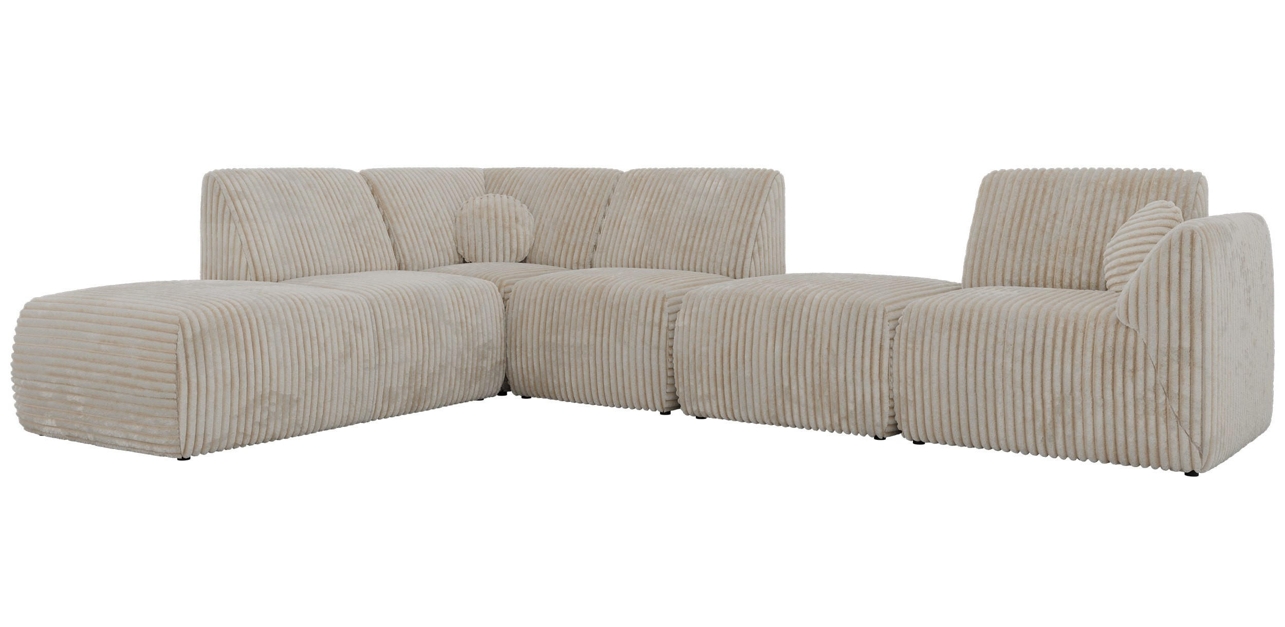 ROHOVÁ SEDAČKA NOARA 6M L Béžová Manšestr - Vlevo - černá/béžová, textil/plast (244/355cm) - MKS