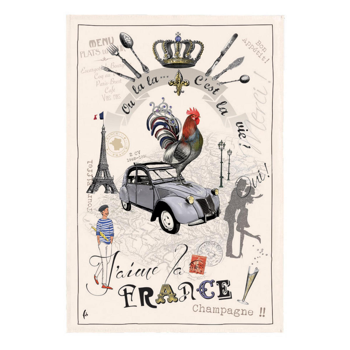 GESCHIRRTUCH France Panorama ekrü 48 x 72 cm - Weiß, Textil (72/48cm) - Winkler