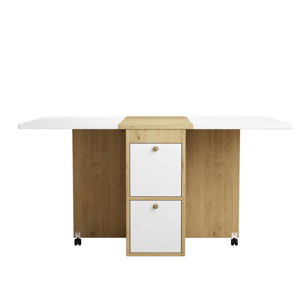 ESSTISCH-SET 120/80/75 cm klappbarer multifunktionaler Esstisch mit 4 Stühlen weiß/Eiche - Weiß, Holzwerkstoff (80/75/120cm) - OKWISH