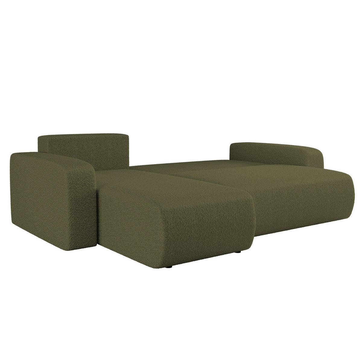 ECKSOFA L-FORM Schlaffunktion Und Bettkasten Eckcouch MILANO L Stoff Quelle Olive Rechts - Olivgrün, Holz/Textil (244/142cm) - Kaiser Möbel