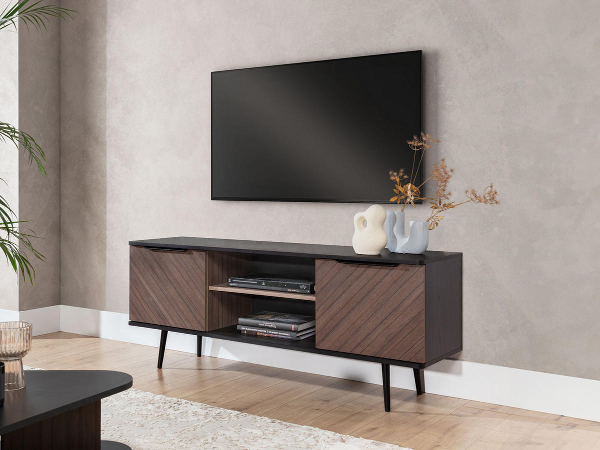 TV-LOWBOARD Pinelli PE04 - Schwarz/Braun, Holzwerkstoff/Metall (150/60/41cm) - MIRJAN24
