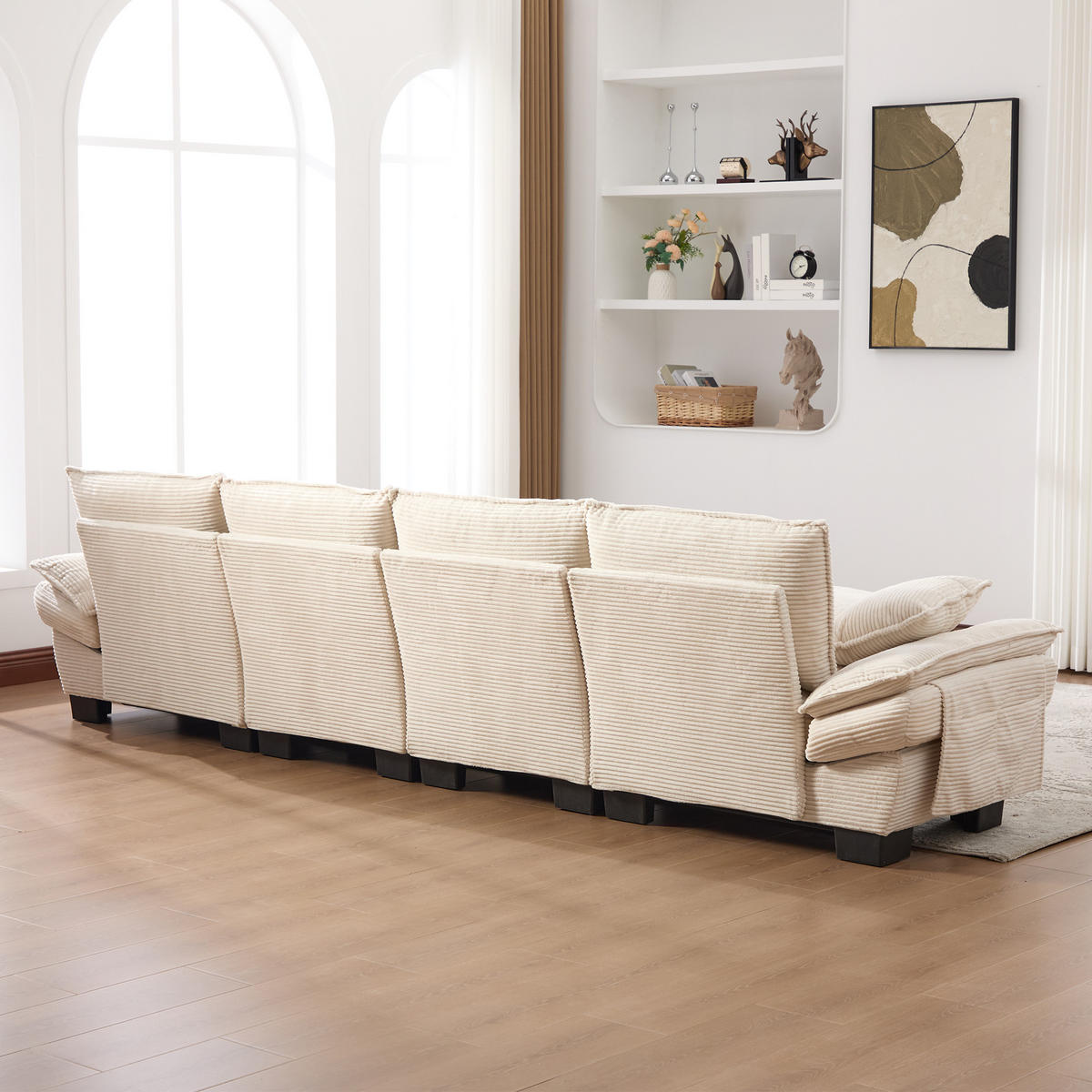 WOHNLANDSCHAFT DE-33753 modular mit 2 Stauraumhockern Beige - Beige, Metall (330/84/132cm) - ComfortXL
