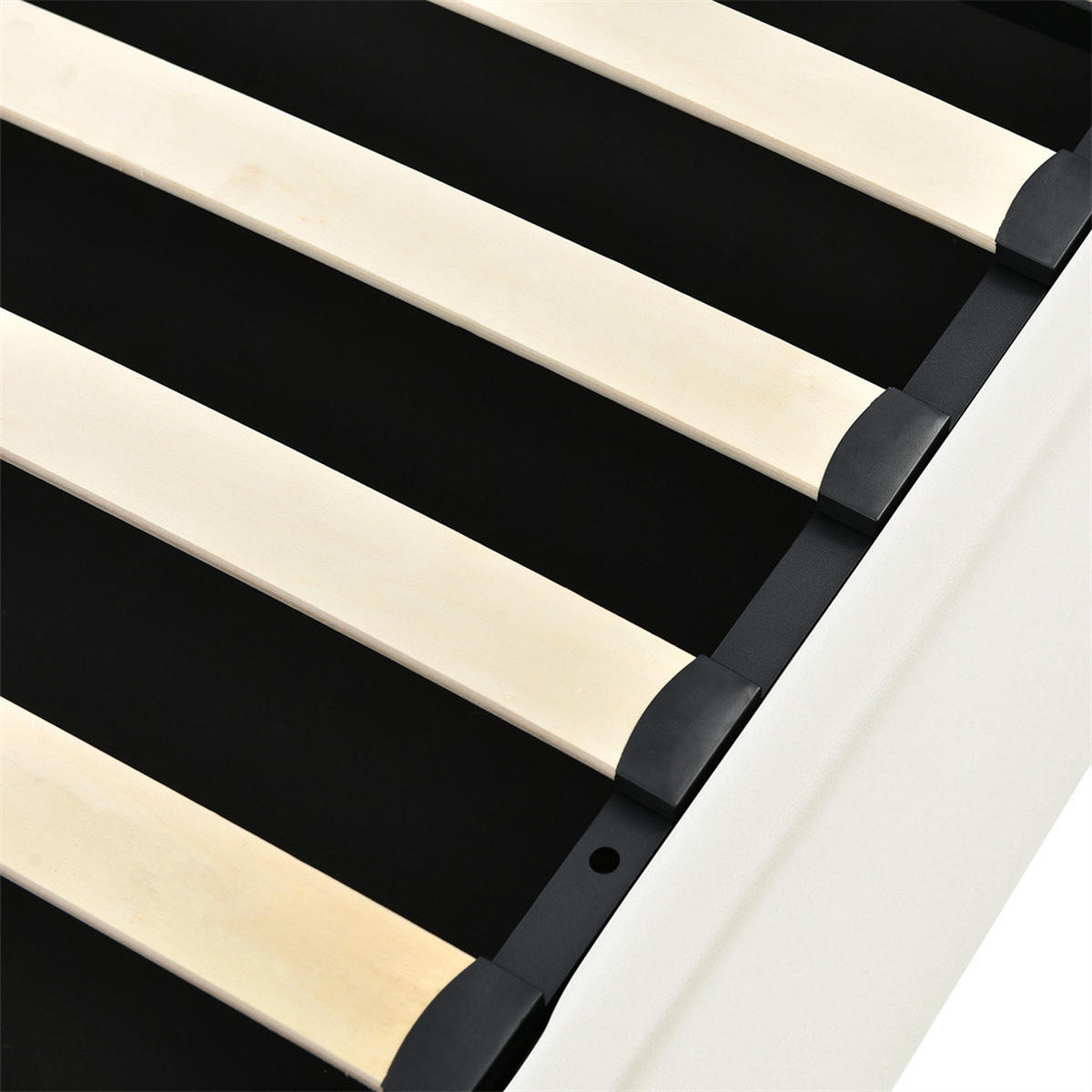 POLSTERBETT 140/200 cm in Weiß mit LED - Weiß, Holz/Textil (140/200cm) - KOMHTOM