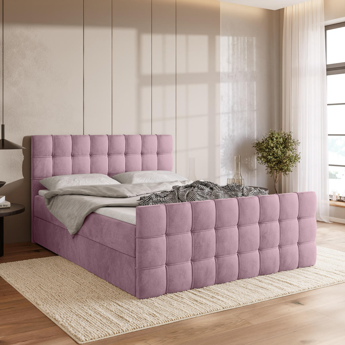 BOXBETT Detroit Duo mit Topper 160/200 Puderrosa - Rosa, Textil (160/200cm) - Bromarkt