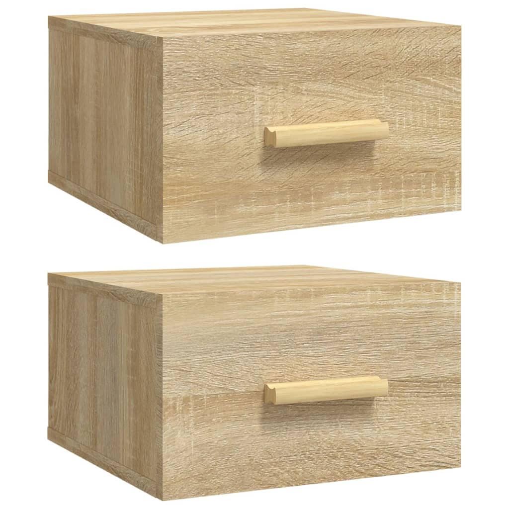 NACHTTISCH hängend 2-teilig mit 1 Schublade 35/35/20 cm in Sonoma-Eiche Dekor - Sonoma Eiche, Holz (35/20/35cm) - vidaXL