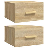 NACHTTISCH hängend 2-teilig mit 1 Schublade 35/35/20 cm in Sonoma-Eiche Dekor - Sonoma Eiche, Holz (35/20/35cm) - vidaXL