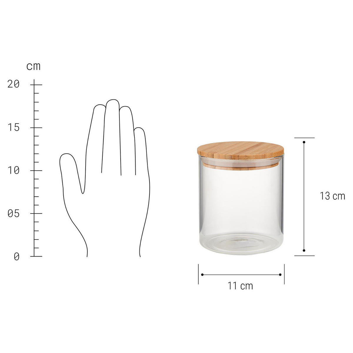 VORRATSGLAS (4er Set) Woodlock - Transparent, Glas/Holz (11/13/11cm) - Butlers