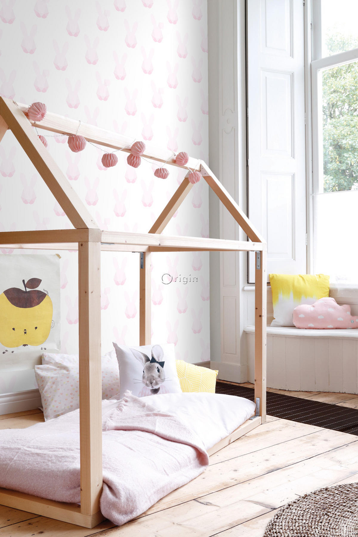 TAPETE Origami Kaninchen 53 cm x 10.05 m - Pink, Papier (53/0.1cm) - Origin Wallcoverings