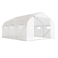 FOLIENGEWÄCHSHAUS, Weiß, Metall, PE - Weiß, Kunststoff (300/205/445cm) - Outsunny