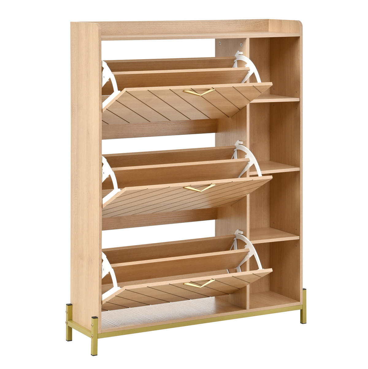 SCHUHSCHRANK mit Klapptüren 90 x 24 x 119 cm MDF Natural - Naturfarben, Holz (24/119/90cm) - Beauniv