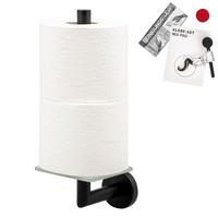 TOILETTENPAPIERHALTER PIAZZA BLACK mit Kleber, Glas und Edelstahl, schwarz - Schwarz, Metall (10/29/14cm) - bremermann