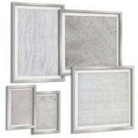 BILDER SET 5er Set - 50x50 cm & 20x30 cm & 40x60 cm Silberner Rahmen - Sandmuster geometrische Strukturen - Silberfarben, Kunststoff (40/60cm) - TULUP