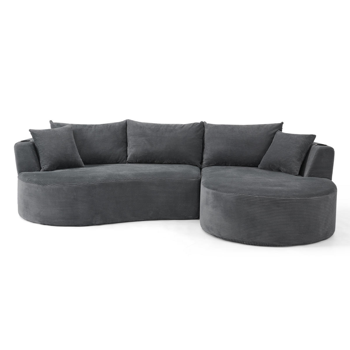 SOFA 3-Sitzer mit Getränkehaltern Kordstoff Gray - Grau, Textil (168/264.1cm) - Meubliv