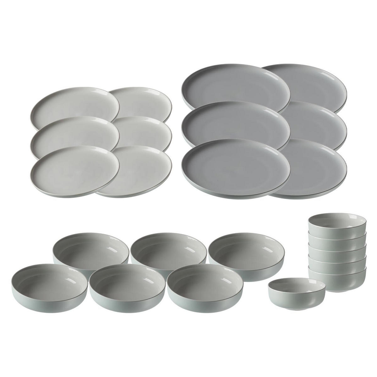TELLER UND SCHALENSET Jasper mint 24er Set - Mintgrün, Keramik (1/1/1cm) - Ritzenhoff Breker