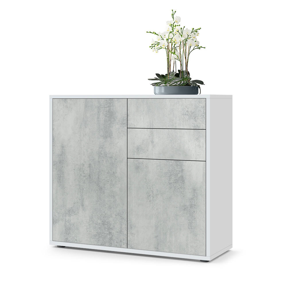 KOMMODE Ben Front in Beton Oxid Optik - Hellgrau, Holzwerkstoff (79/74/36cm) - Vladon