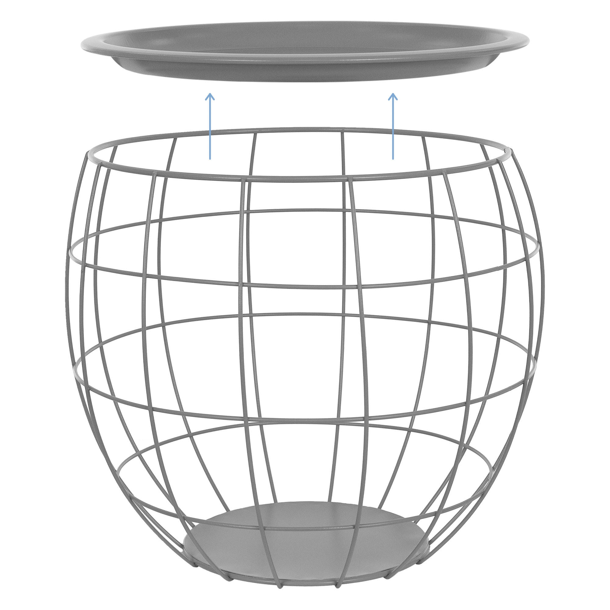 BEISTELLTISCH rund Grau Ø 43/35/27 - 40/33/29 cm 3er Set - Grau, Metall (43/43/40cm) - ML-DESIGN