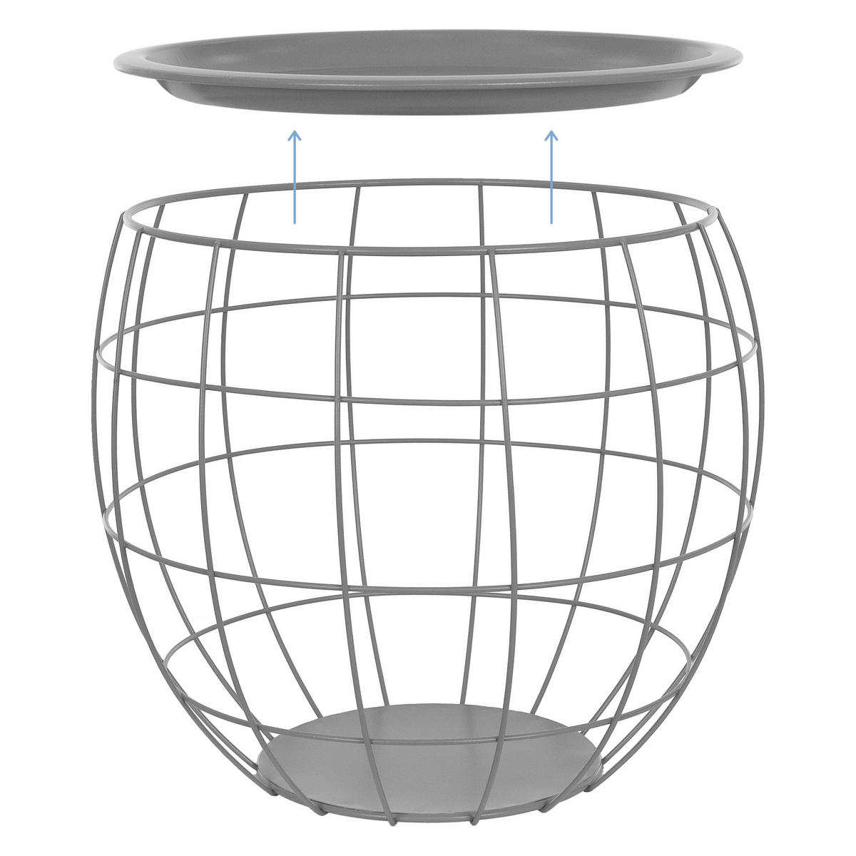 BEISTELLTISCH rund Grau Ø 43/35/27 - 40/33/29 cm 3er Set - Grau, Metall (43/43/40cm) - ML-DESIGN
