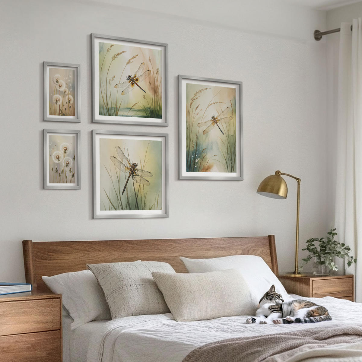 BILDER SET 5er Set - 50x50 cm & 20x30 cm & 40x60 cm Silberner Rahmen - Strandbretter, Surfboote, Vögel - Silberfarben, Kunststoff (40/60cm) - TULUP