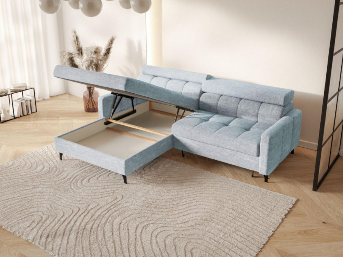 ECKSOFA Grau-Blau BAMBINO Mit Verstellbaren Kopfstützen Links - Blau/Grau, Textil (223/174cm) - Sepro Meble