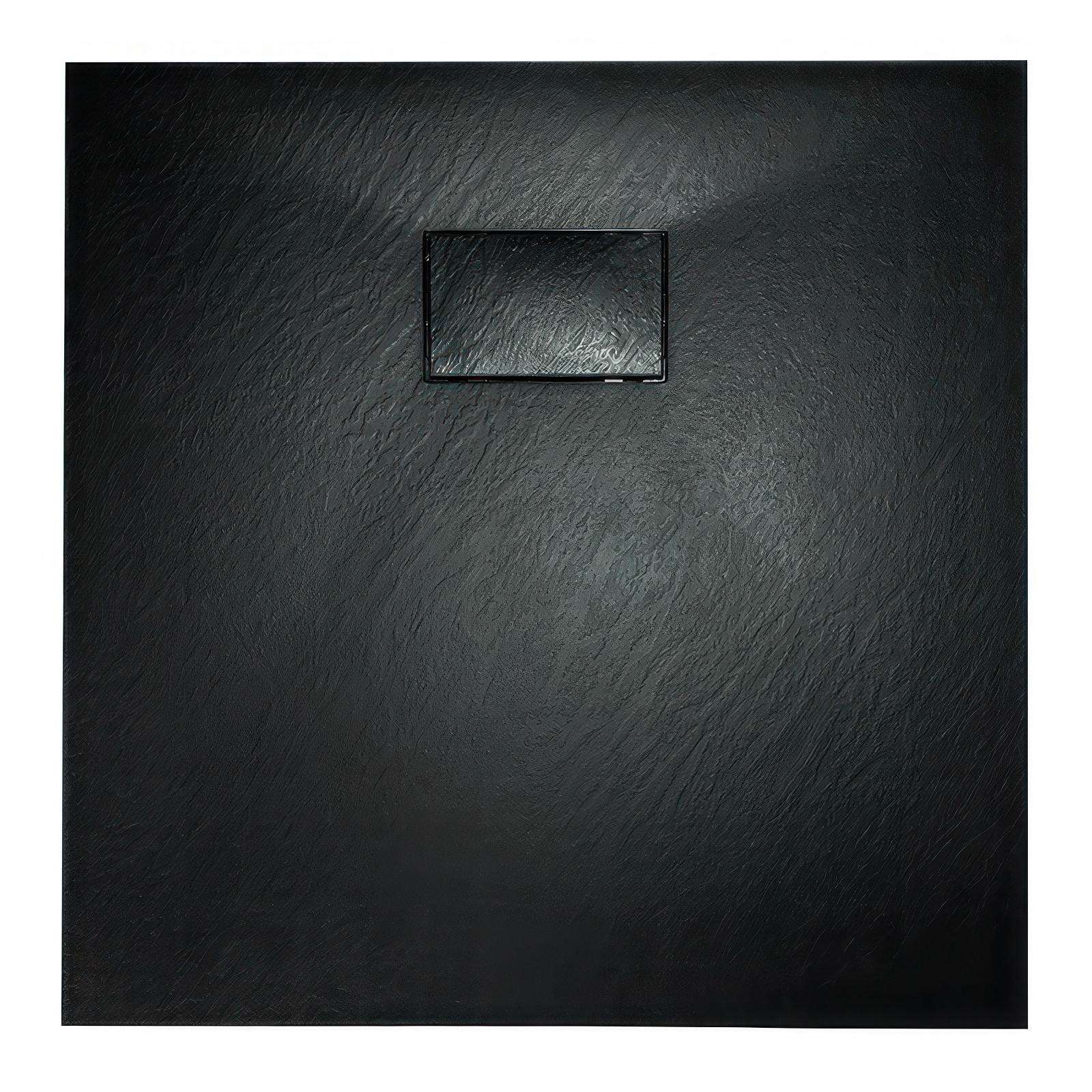 DUSCHWANNE vidar quadratisch schwarz, Steinoptik, 2-tlg. Set mit Ablaufgarnitur, 90/90/3,2 cm - Schwarz, Kunststoff (90/90/3.2cm) - bad land