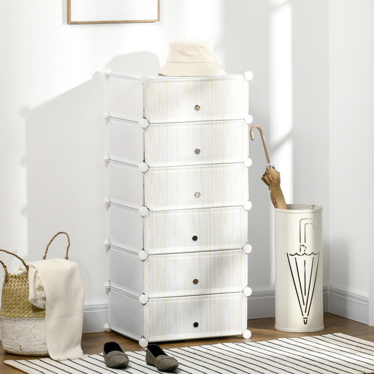 SCHUHSCHRANK Weiß 49/36,5/108 cm - Weiß, Kunststoff (49/108/36.5cm) - PANGIVO